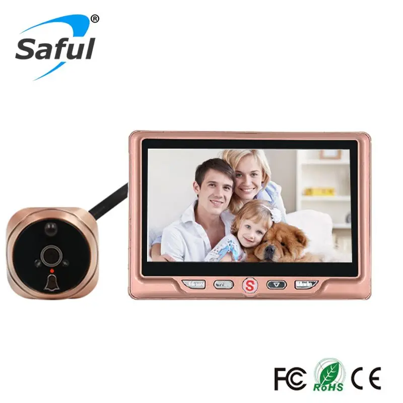 

Saful 4.3' LCD Door Viewer Peephole Camera with PIR Motion Detect Video Recording Camera IR Night Vision Digital Door Camera