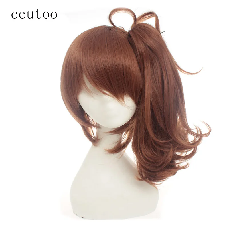 ccutoo Female's Brothers Conflict Ema Asahina Hinata Brown Synthetic Long Hair Cosplay Wigs Clip on Ponytail Heat Resistance