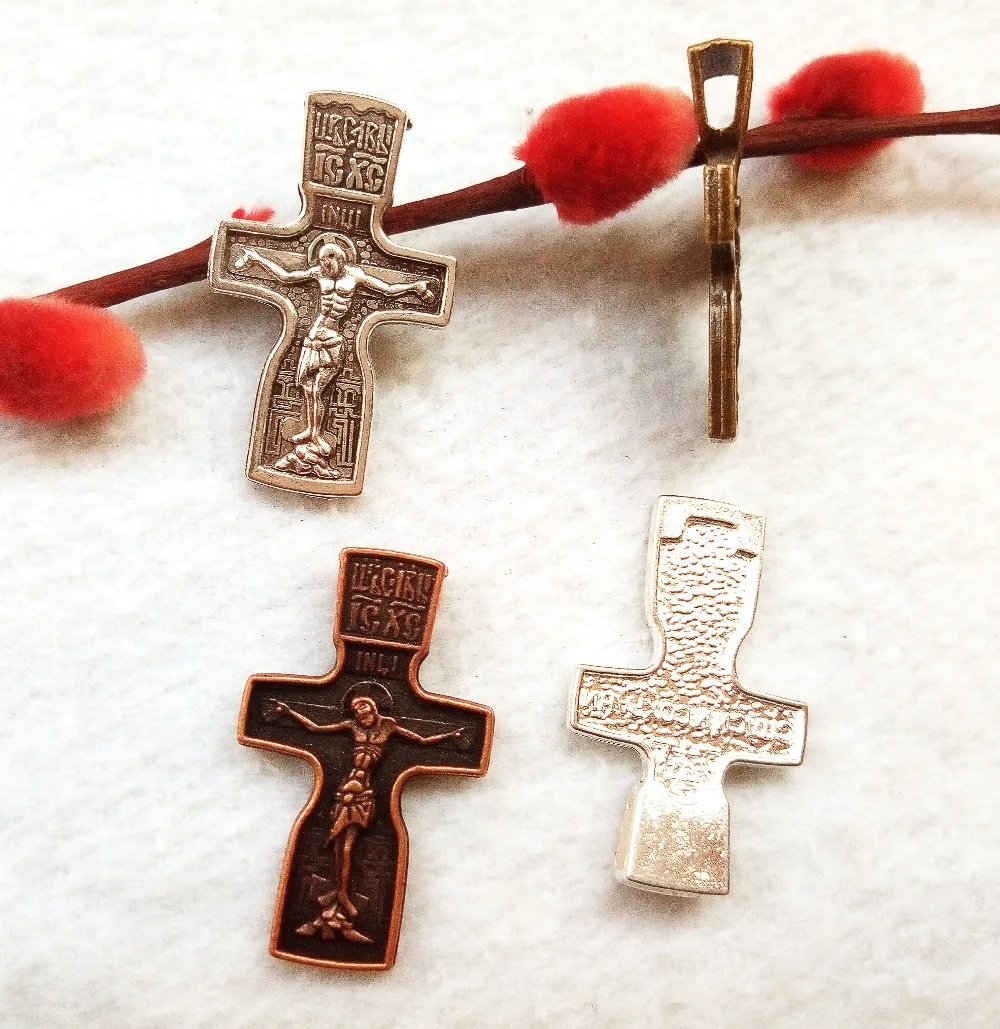 Free shipping 2pcs 32*20mm Church Enamel Russian Orthodox Blessing Cross Cnacn Coxpahn meaning Save and Protect jewelry charms