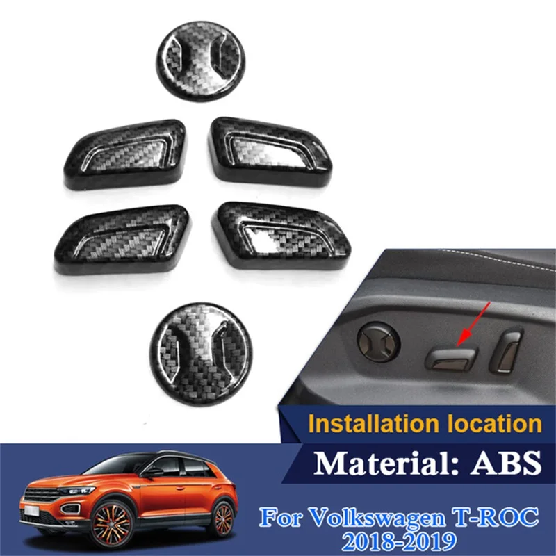 Car-Styling ABS Chrome Car Interior Seat Adjustment Decoration Sequins Stickers Accessories For Volkswagen VW T-Roc 2018 2019