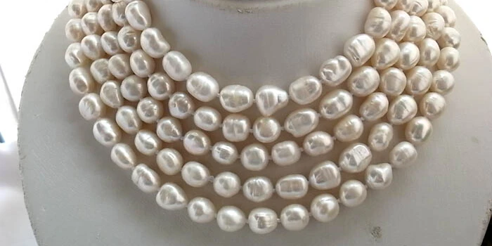 

Charming 80"11mm white baroque freshwater pearl necklace