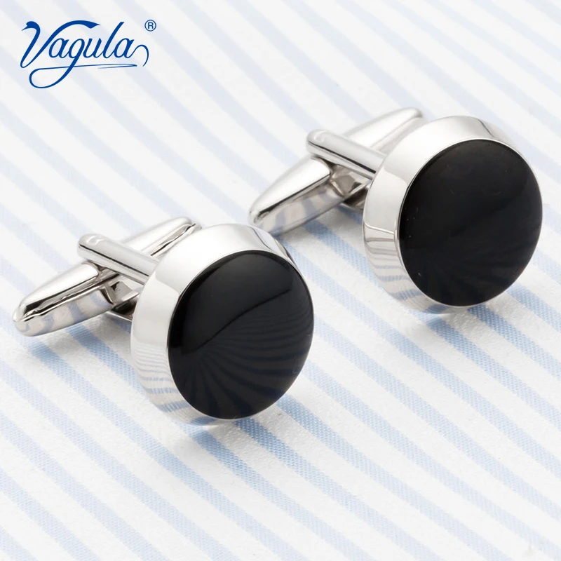 VAGULA Gemelos Classic Silver-color Black Painting Copper Men\'s Cufflink Luxury gift Suit Shirt Buttons Cufflings 695