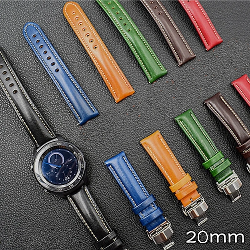 20-22mm Watch Band For Samsung Gear S3 S2 Classic Froniter Real Leather Straps For Huawei Watch 2 Pro Wrist Band For Huami Watch