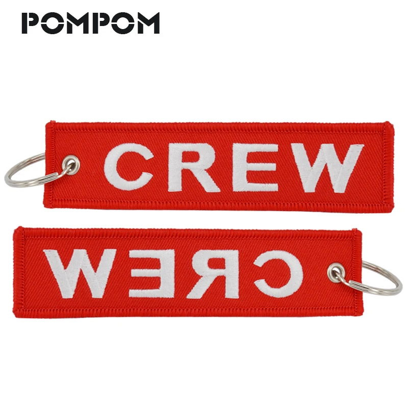 5PC/LOT POMPOM Crew Key Chains For Aviation Gifts Embroidery OEM Crew Keychain Key ring Size 12.5x2.5cm Polyester key protector