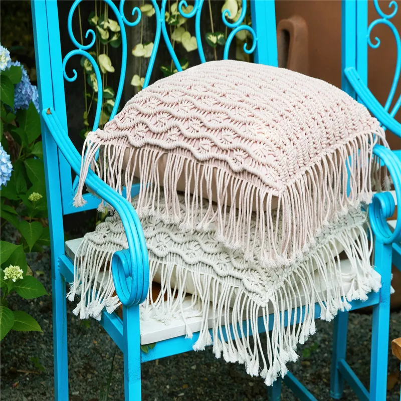 Handmade Crochet Back Cushion Decorative Hand Rests Photography Props Protable Travel Bedding Sofa Seat Chair Pillows