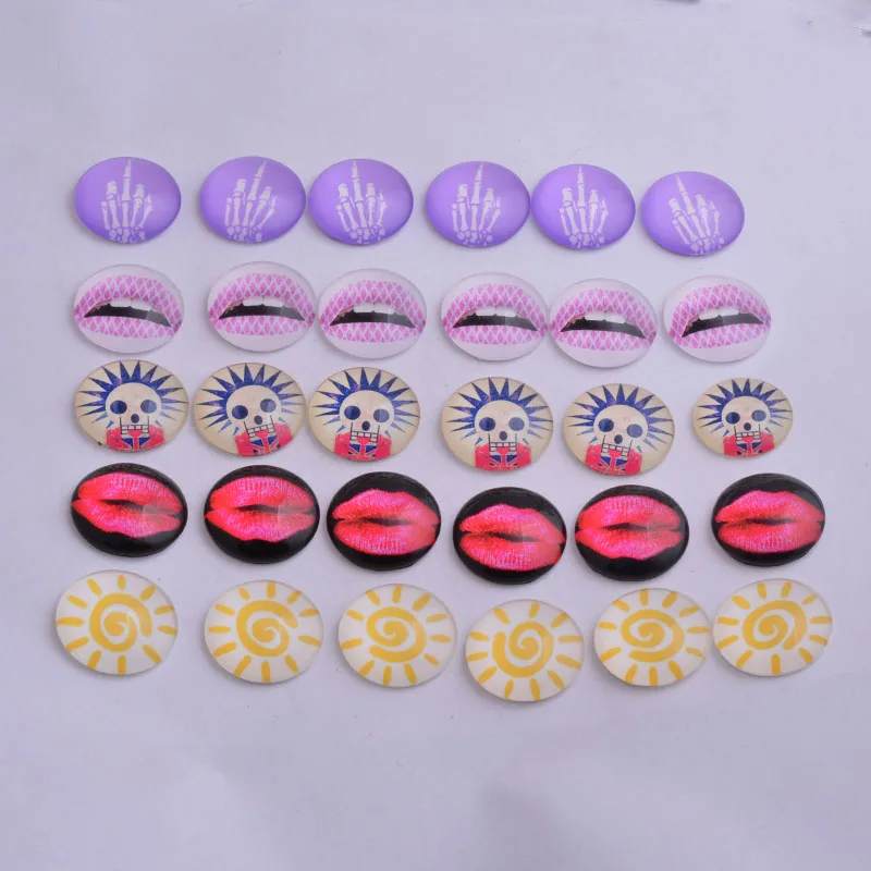 30pcs Mixed sexy Lip Round Glass Cabochons Sun photo Cobochon 14mm 18mm 20mm DIY jwelry findings