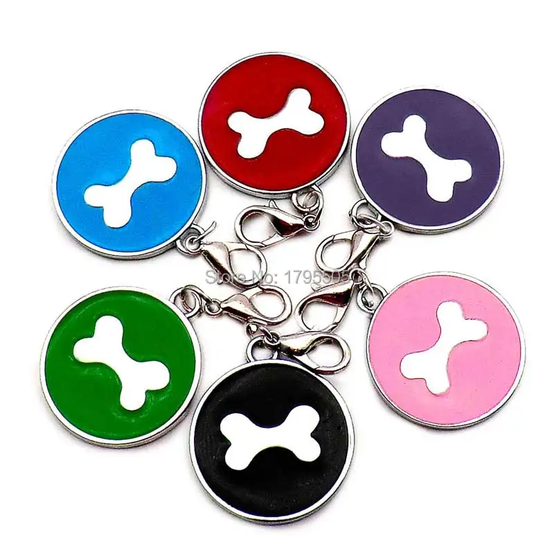 Wholesale 100PCS Dog Collar Lovely  Hot  ID Tag Fashion Popular Round Bone Puppy Rhinestone Cat Pendant Pet Jewelry Drop