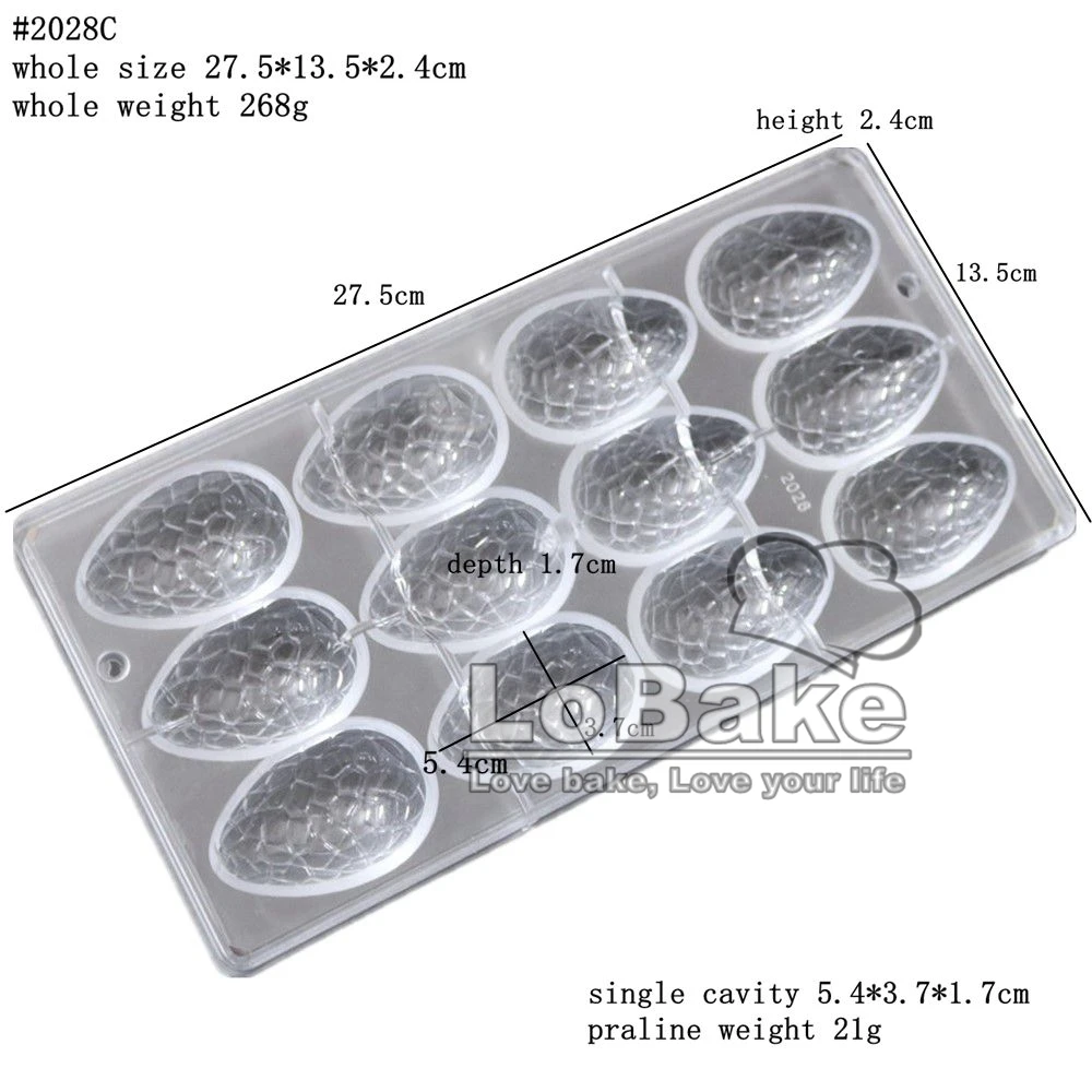 12 cavities easter dinosaur egg shape  PC Polycarbonate chocolate mould tools DIY pudding jelly ice cube tray molds