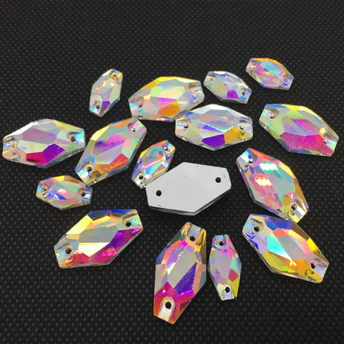 11x18mm 17x28mm Vase Shape Sew on Glass Stones AB Color Rhinestones Flatback 2 holes glass sewing beads