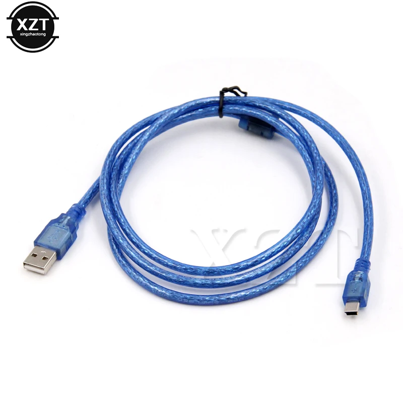 1pc High Quality USB 2.0 Type A Male to Mini 5P Male Mini 5P USB Cable Foil+Braided Shielding Blue