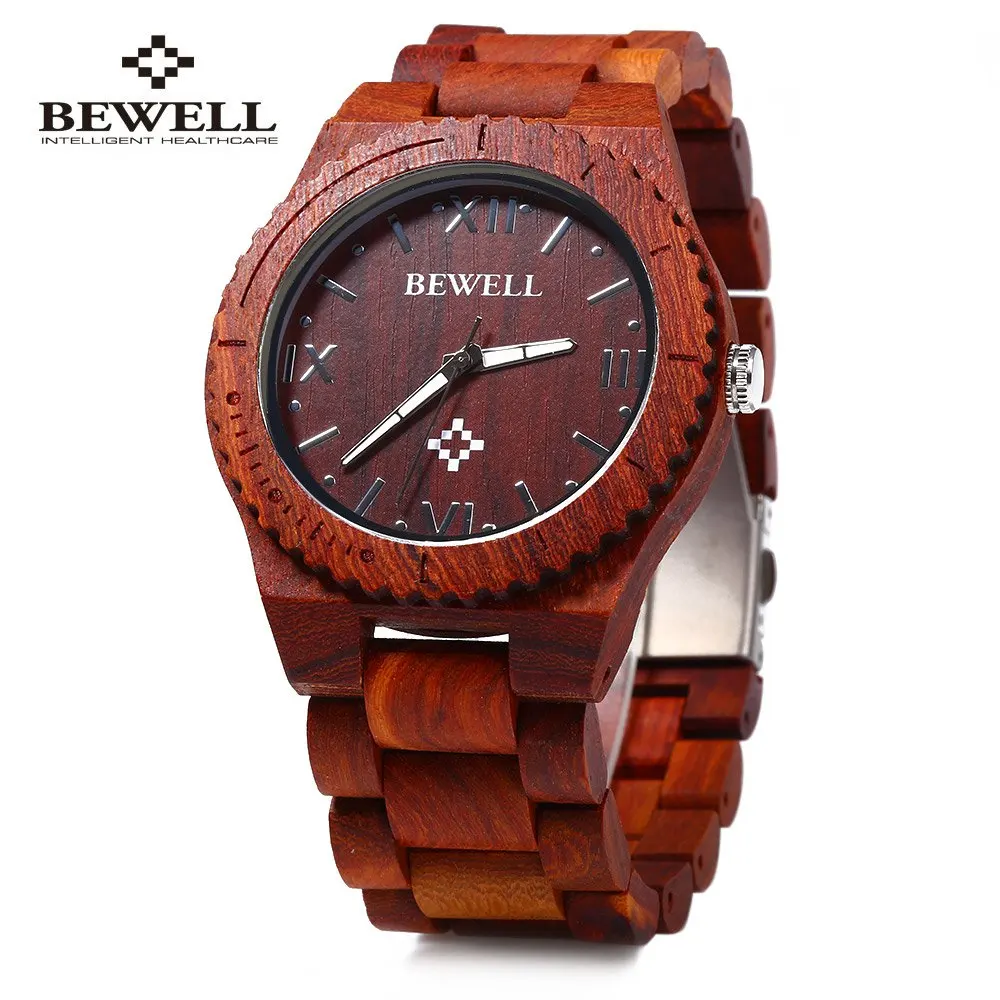 Bewell ZS - W065A Wood Men Quartz Watch Roman Numeral Scales Waterproof Wooden Man watches Brand Luxury relogio masculino