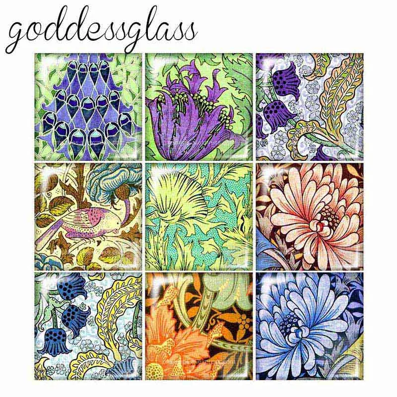 

Vintage flowers brids beauty 12mm/20mm/25mm/30mm Square photo glass cabochon demo flat back Making findings FB0012