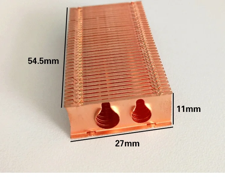 

Custom Pure copper cooling fin radiator-fan fin 27*54.5*11mm DIY Heat Sink cooling fin cooler