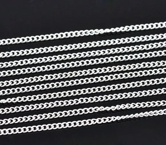 

Free shipping!!!!100m/lot Silver Plated Link-Opened Curb Chains 3x2.2mm