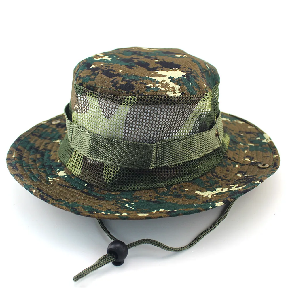 Summer Solid BOONIE HAT High Quality Comfortable Breathable Mesh Bucket Hats Hunting Hiking Fishing Climbing Hat KA053