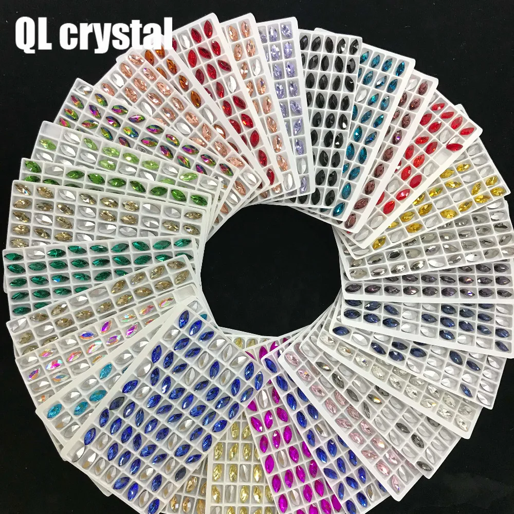 

QL Crystal ALL SIZE Navette Pointback Crystal Rhinestone High Quality for Jewelry Making DIY Accessories