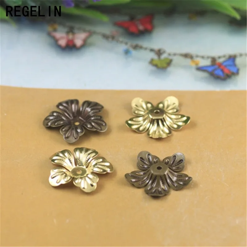 REGELIN Antique Retro Flower Charms End Caps Bead Spacer 50pcs/lot 20mm DIY Necklace Handmade Findings Jewelry Accessories