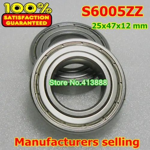 

100pcs/lot Free Shipping SUS440C Environmental Corrosion Resistant Stainless Steel Deep Groove Ball Bearings S6005ZZ 25*47*12 mm