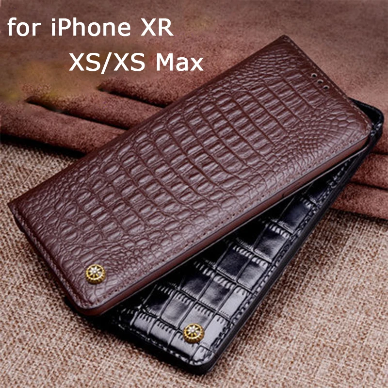 

Genuine Leather Cases for Apple iPhone XS Case Tempered Glass Screen Protector for iPhone XR Flip Stand Cover for iPhone XS Max