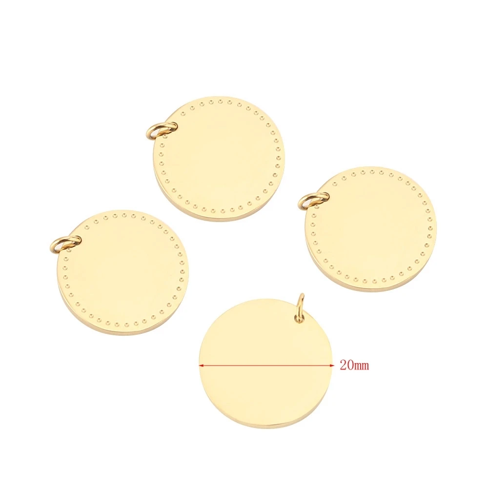 20pcs/set 20mm​ Gold tone stainless steel Round Blank Stamping Tags Hole For DIY Jewelry Making