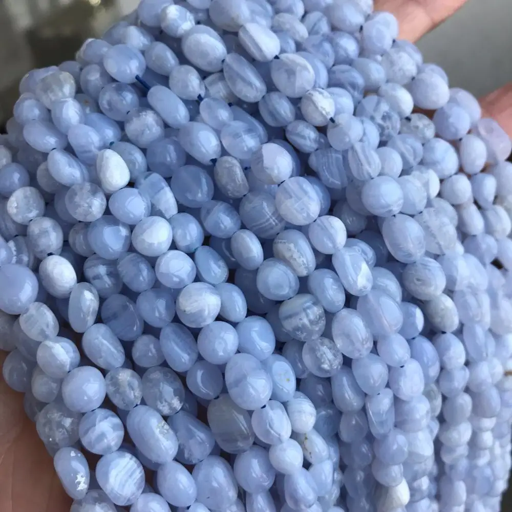 Irregular 6x8mm Natural Blue Lace Agates Stone Beads For Jewelry Making Loose Ligure Stone Beads DIY Jewelry Accessories 15\'\'