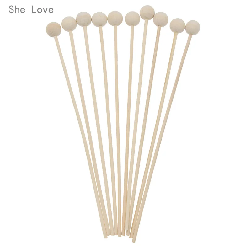 Chzimade 10Pcs Wooden Balls Premium Rattan Reed Fragrance Oil Diffuser Replacement Refill Sticks Reeds Home Bedroom Decor