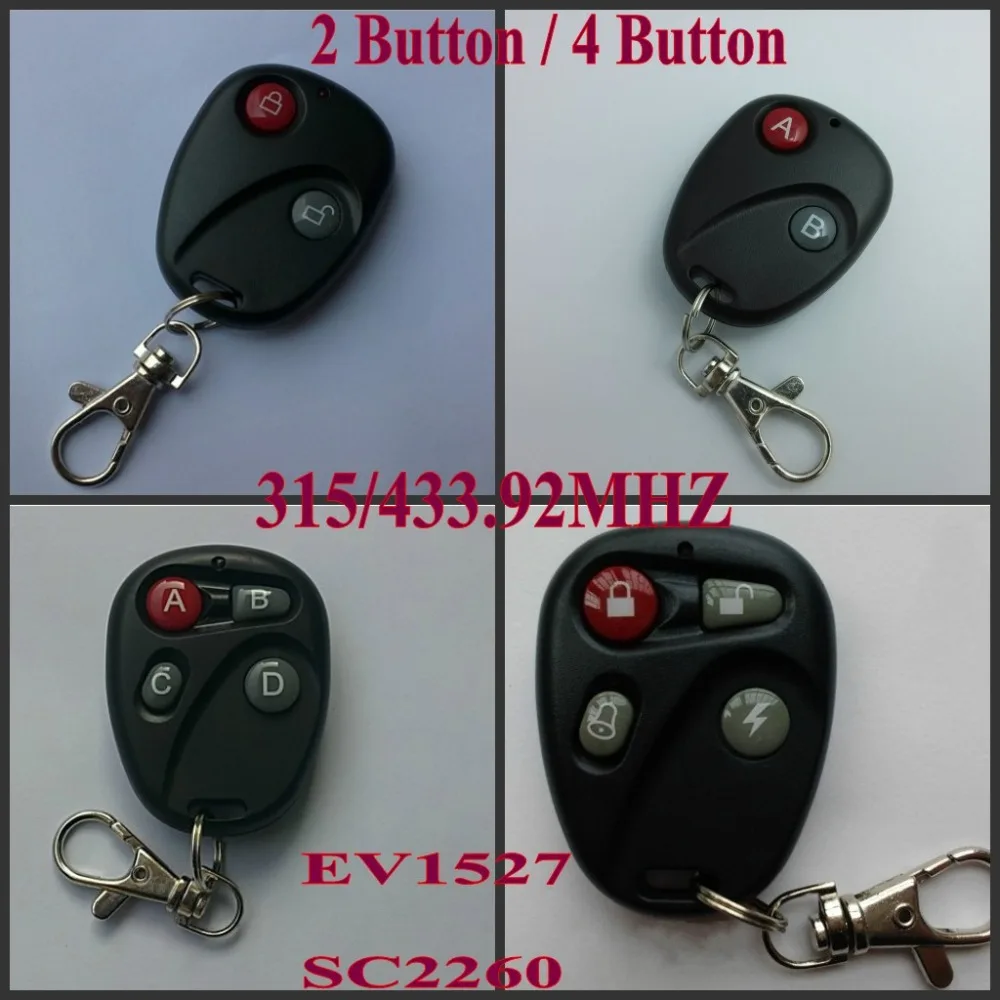 RF Remote Control 2 Button 4 Button AB Lock Unlock ABCD Bell Lighting Radio Transmitter ASK 1527 2260 Learning Fixed Code315/433