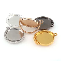 5Pcs 5Colors 25mm Double Sided Rotatable Cabochon Cameo Base Tray Blank Fit 25mm Cabochons Jewelry Making Findings