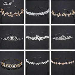 Miallo Tiara Headband for Wedding Leaves Crystal Crown Tiara Headdress for Women Fashion Bridal Hair Accessories Rim for Hair