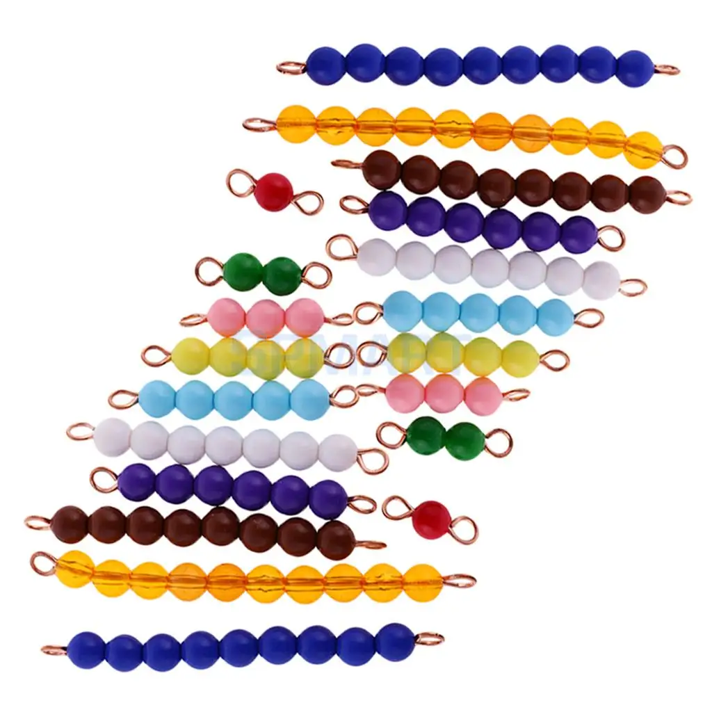 Montessori 20 peças grânulos barras 1-10 números miúdo sistema decimal aprendizagem matemática