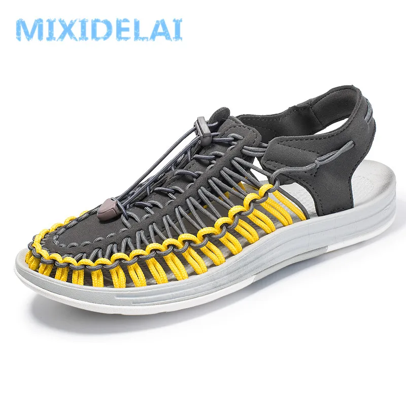 MIXIDELAI Summer Big Size 47 Men Sandals Fashion Handmade Weaving Design Breathable Casual Beach Shoes Outdoor Sandals For Men