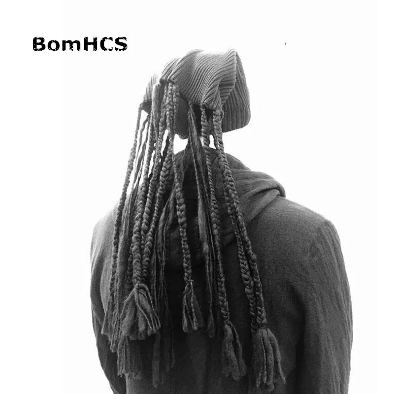 

BomHCS Rock Style Nepal Braid Beanie Cool Winter Men's Knit Hat 100% Handmade Halloween Party Birthday Gift