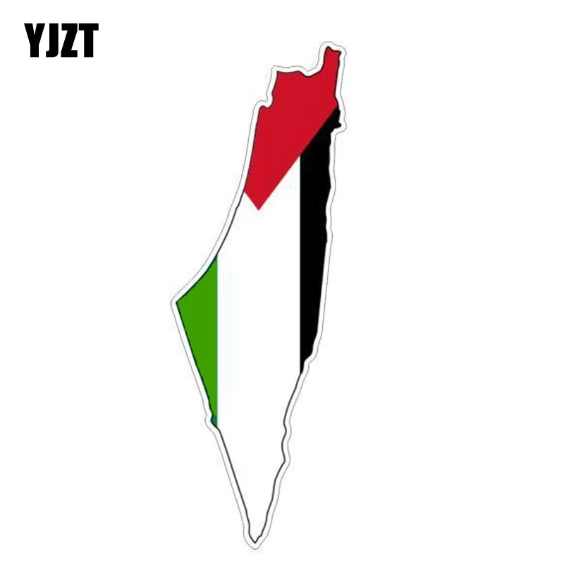 YJZT 4.2CM*12.5CM  Accessories Palestine Gazza Jews Flag Map Helemt Car Sticker Decal 6-1207