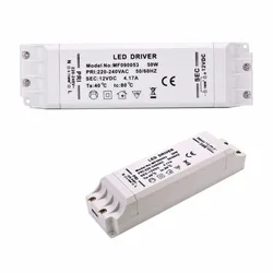 Transformador de Controlador led, fuente de alimentación de 50w, 30w, 18w, 12w, 6w, salida de 12V CC, adaptador de corriente de 1A para lámpara led, tira de luz descendente