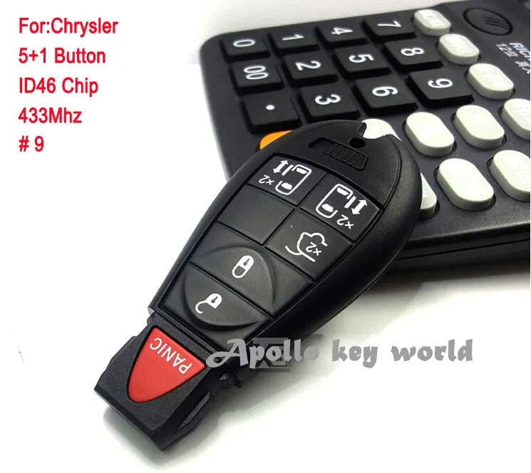 

5+1 Buttons Smart Remote Control Key For Chrysler With ID46 Chip 433Mhz Car Alarm Keyless Entry Fob 2PCS/lot