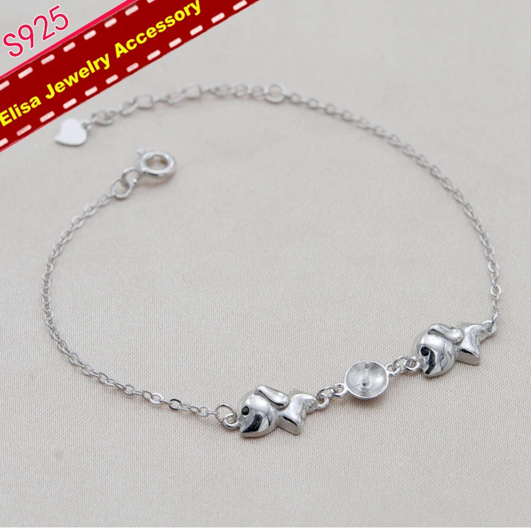 S925 Sterling Silver Puppy Bracelet Accessory Women DIY Pearl Bracelet Findings&Components Silver Color 3Pieces/Lot