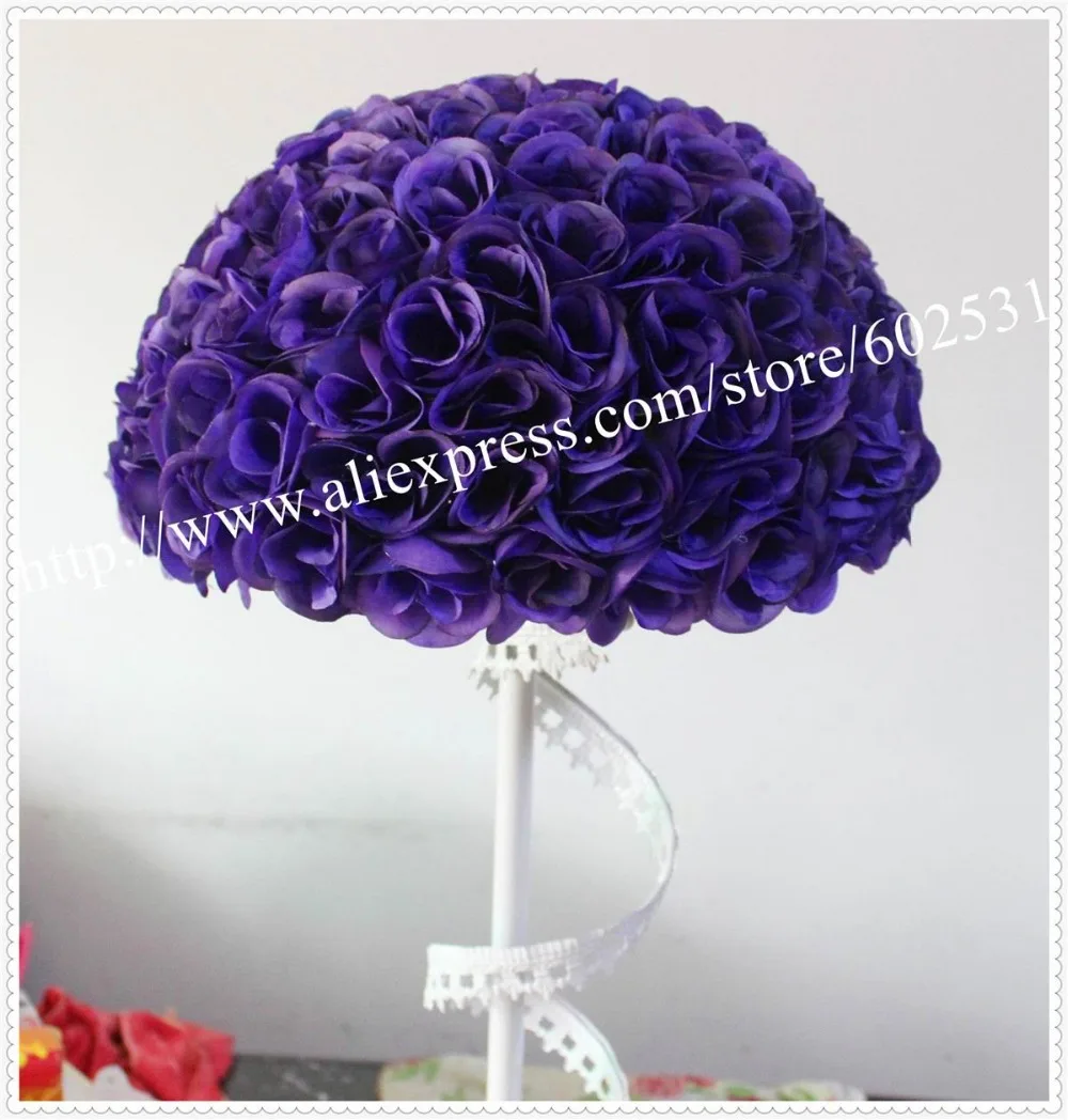 SPR 40cm plastic center weddings rose silk kissing flower ball wedding decoration 1pcs/lot more than 20 colors option