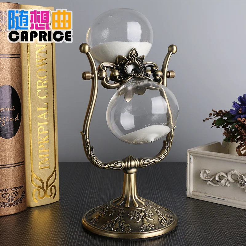 The rotation time of 30 minutes hourglass ornaments creative birthday decorations European zinc alloy Home Furnishing desktop