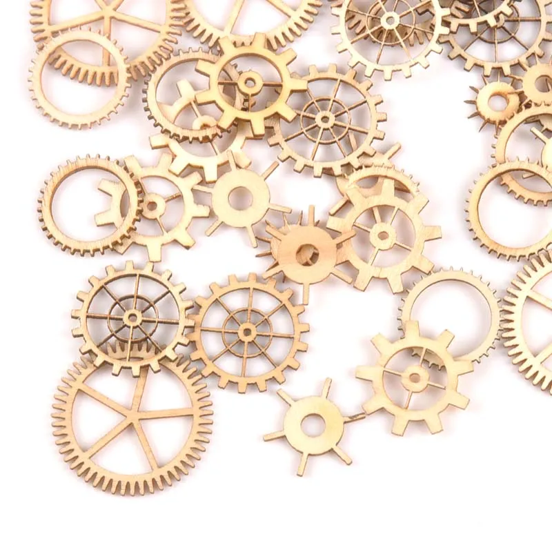 36pcs Natural mix wheel gear pattern Scrapbooking in legno Carft per la decorazione domestica fai da te artigianale fatto a mano 20-36mm M1653