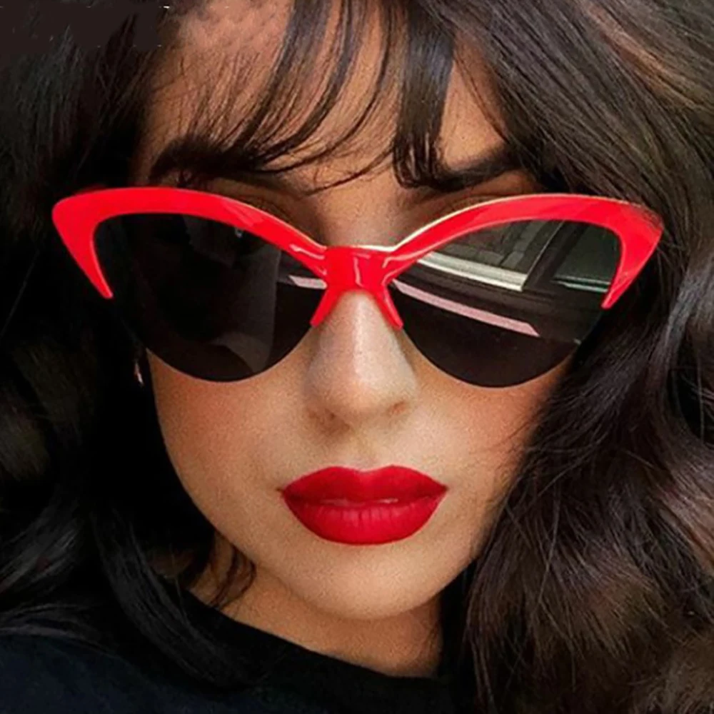 VIVIBEE New 2024 Female Cat Eye Sunglasses Designer Luxury Vrand Red Cateye Glasses for Women Vintage Gradient Ladies Eyewear