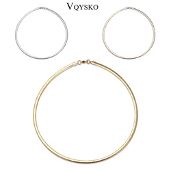 New Fashion Stainless Steel Gold-Color Chunky Collar Choker Necklace For Women Snake Chain Elegant Lady Trendy Jewelry