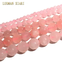 LUOMAN XIARI Natural Faceted Rose Quartz Stone Round Beads For Jewelry Making DIY Bracelet Material 4/ 6/8/10/12mm Strand 15''