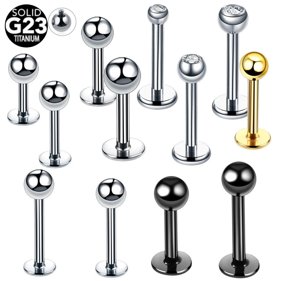 20Pcs/Set Titanium External & Internal Thread Piercing Labret Lip Stud Tragus Cartilage Ear Piercing Lobe Earrings Body Jewelry