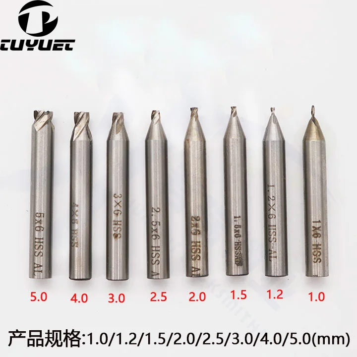 Milling Cutter White Steel twisted 1.0/1.2/1.5/2/2.5/3.0/4.0/5.0MM Guide Pins for Vertical Automatic Key Cutting Machine