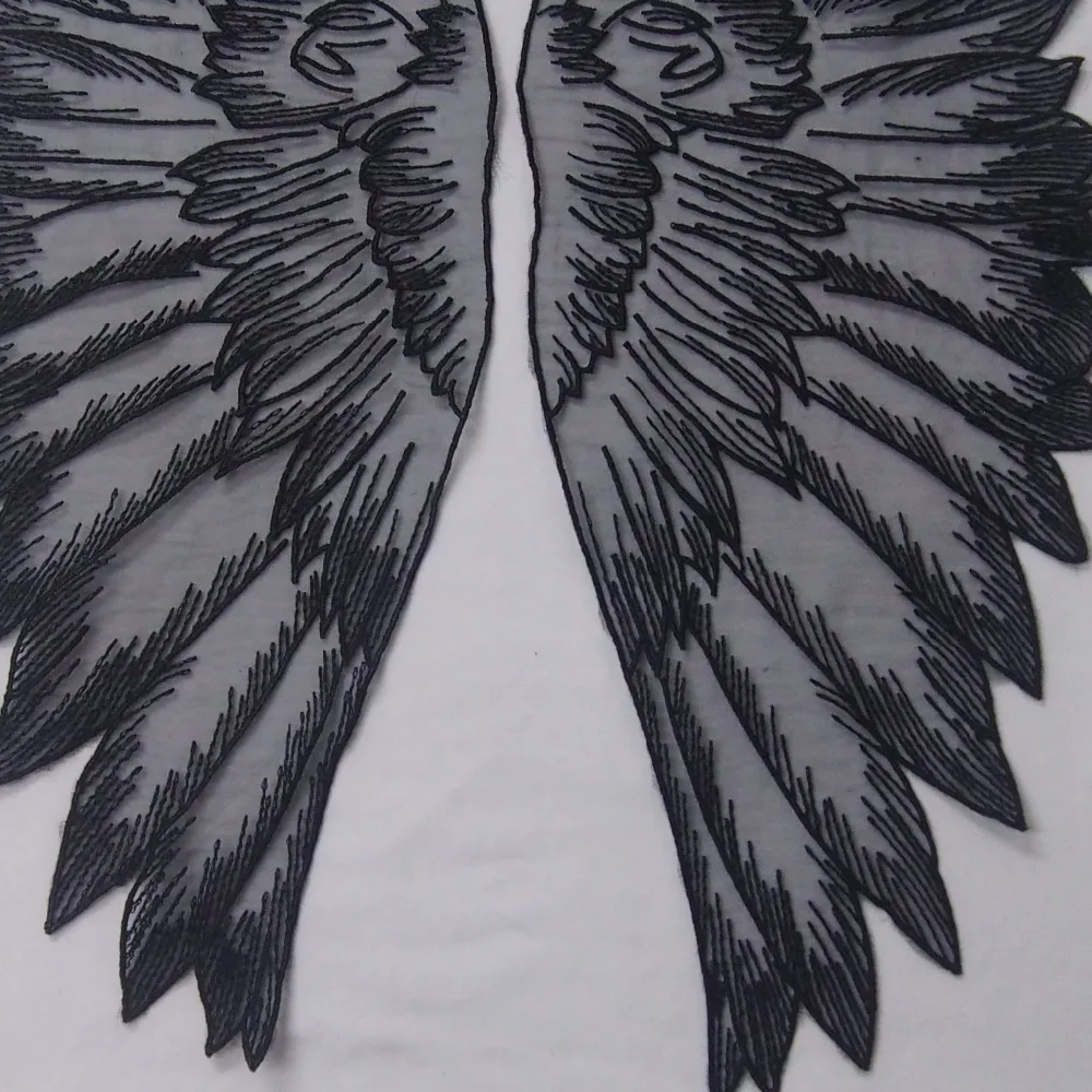 LASUI 3pairs=6 pieces white and black Angel Wings Organza Lace applique DIY Dress accessories 0024