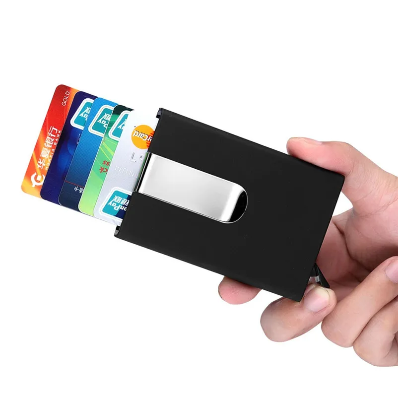 

2019 New Metal Business ID Travel Card Wallet Automatic Pop Up ID Credit Card Holder Unisex Card Case Stainless Steel Metal Clip
