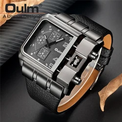 2019 OULM Watches Fashion Chronograph Male Top Brand Luxury Quartz Watch Men Leather Waterproof Sport Watch Relogio Masculino