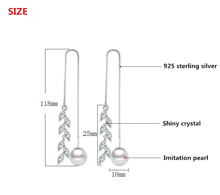 925 Silver Needle Fashion Pearl Crystal Flower Ladies Tassels Stud Earrings Jewelry Anti Allergy For Women Drop Shipping