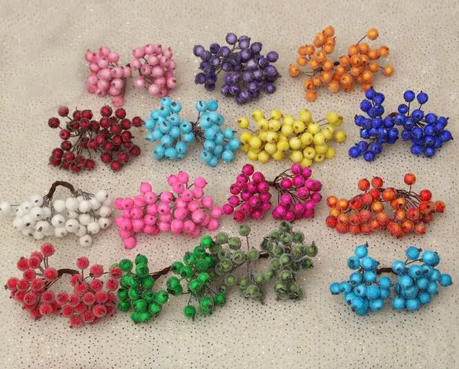 

Хит продаж, Искусственные стеклянные ягоды с фруктами 20 шт./40 головок, искусственный гранат, красные блестящие Рождественские декоративные Двойные головки