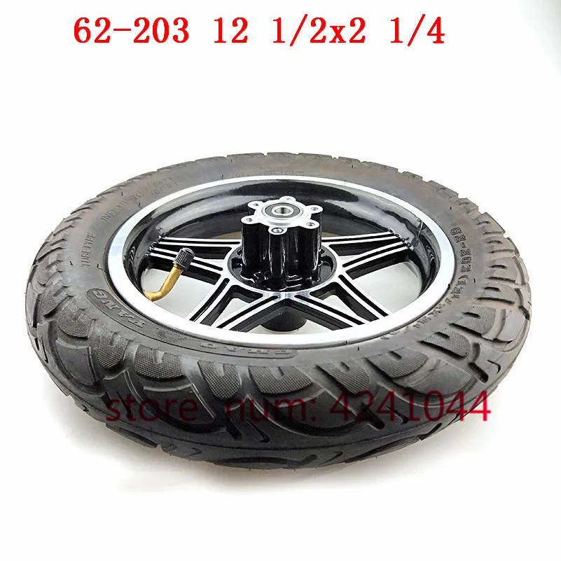 12 1/2 X 2 1/4  62-203 wheels 12.5 inch tire + alloy rims fits Many Gas Electric Scooters and e-Bike ,Folding electric bicycle